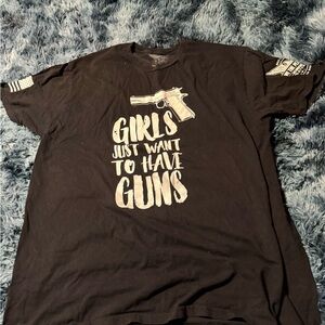 Black Graphic Tee with Gun Design